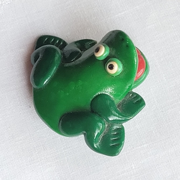 🐸 2/$25 Vintage Frog Brooch 80s Polymer 🐸 - Picture 3 of 4
